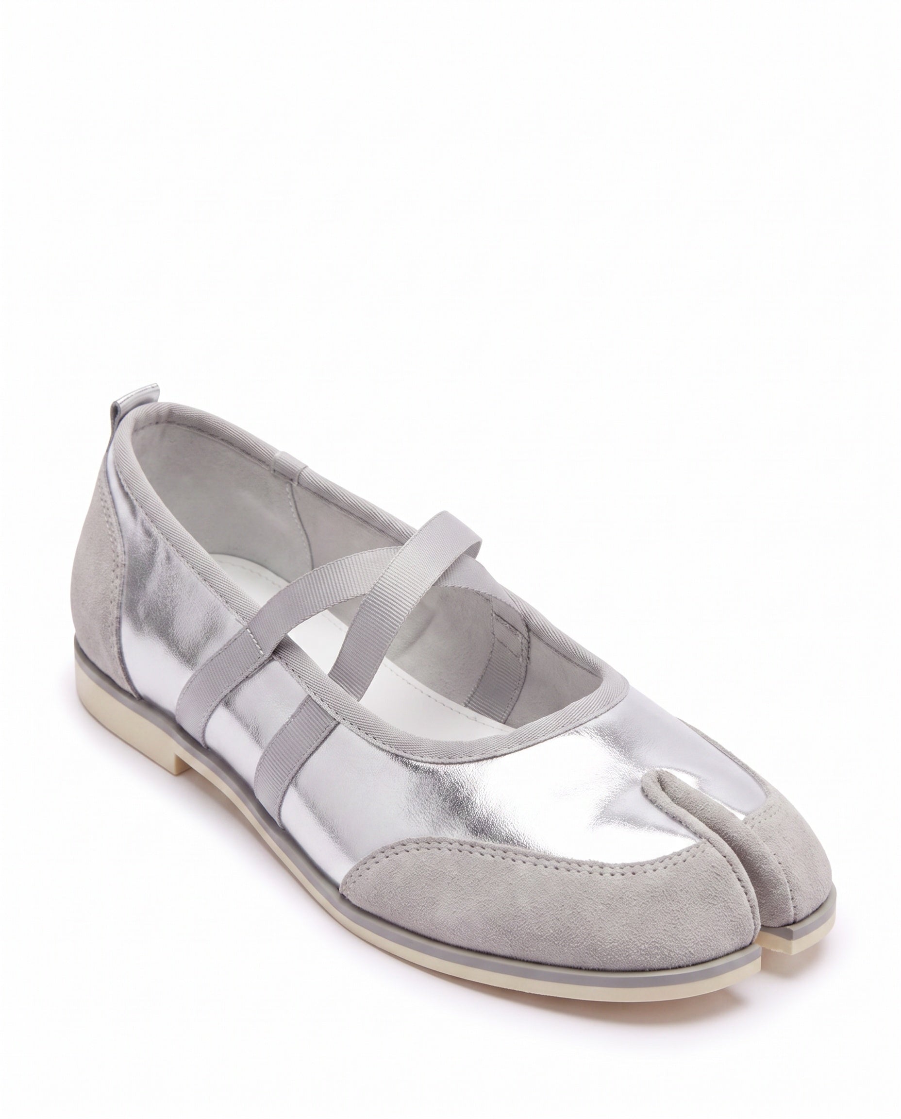 Sana Tabi Mary Jane in Silver, threequarter