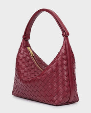 Yoko Woven Crescent Bag in Cherry Red