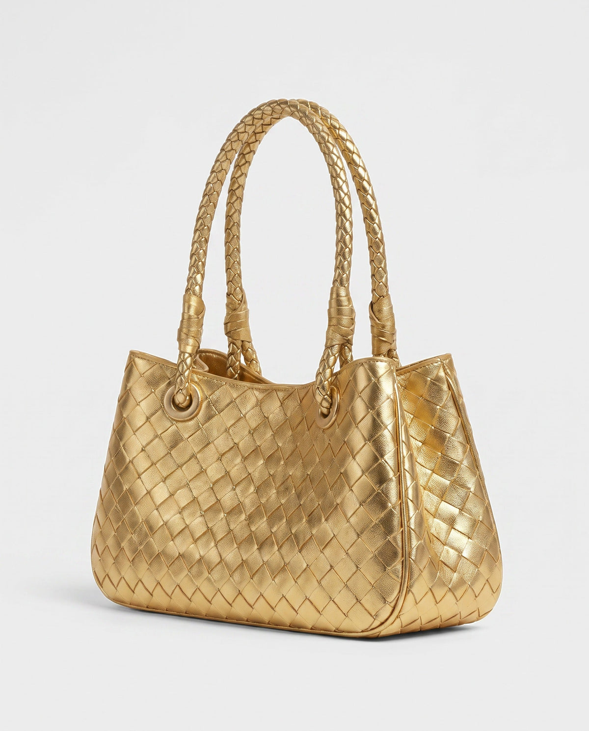 Tsubaki Woven Shoulder Tote in Gold