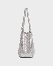 Tsubaki Woven Shoulder Tote in Silver