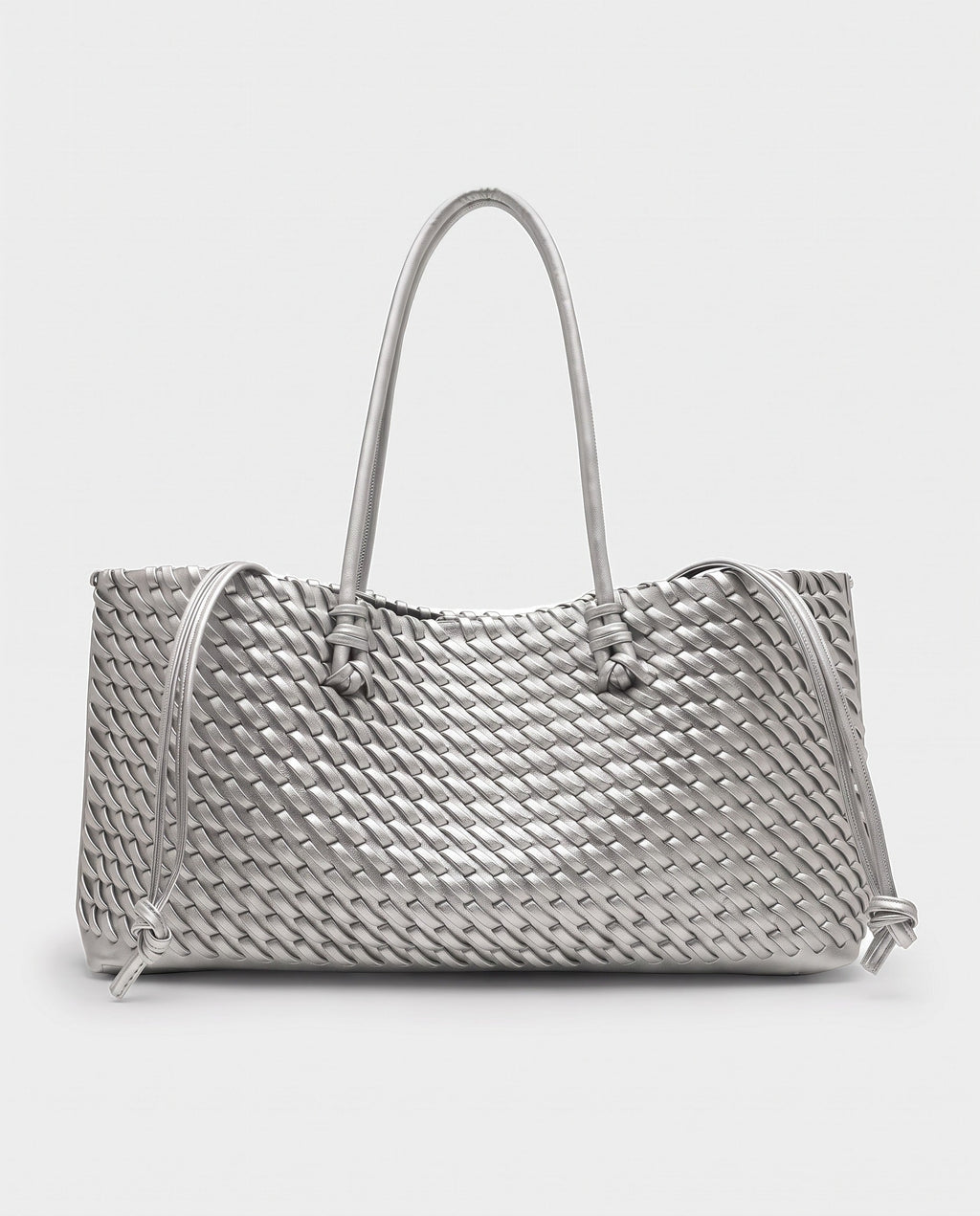 Rei Woven East-West Tote in Silver