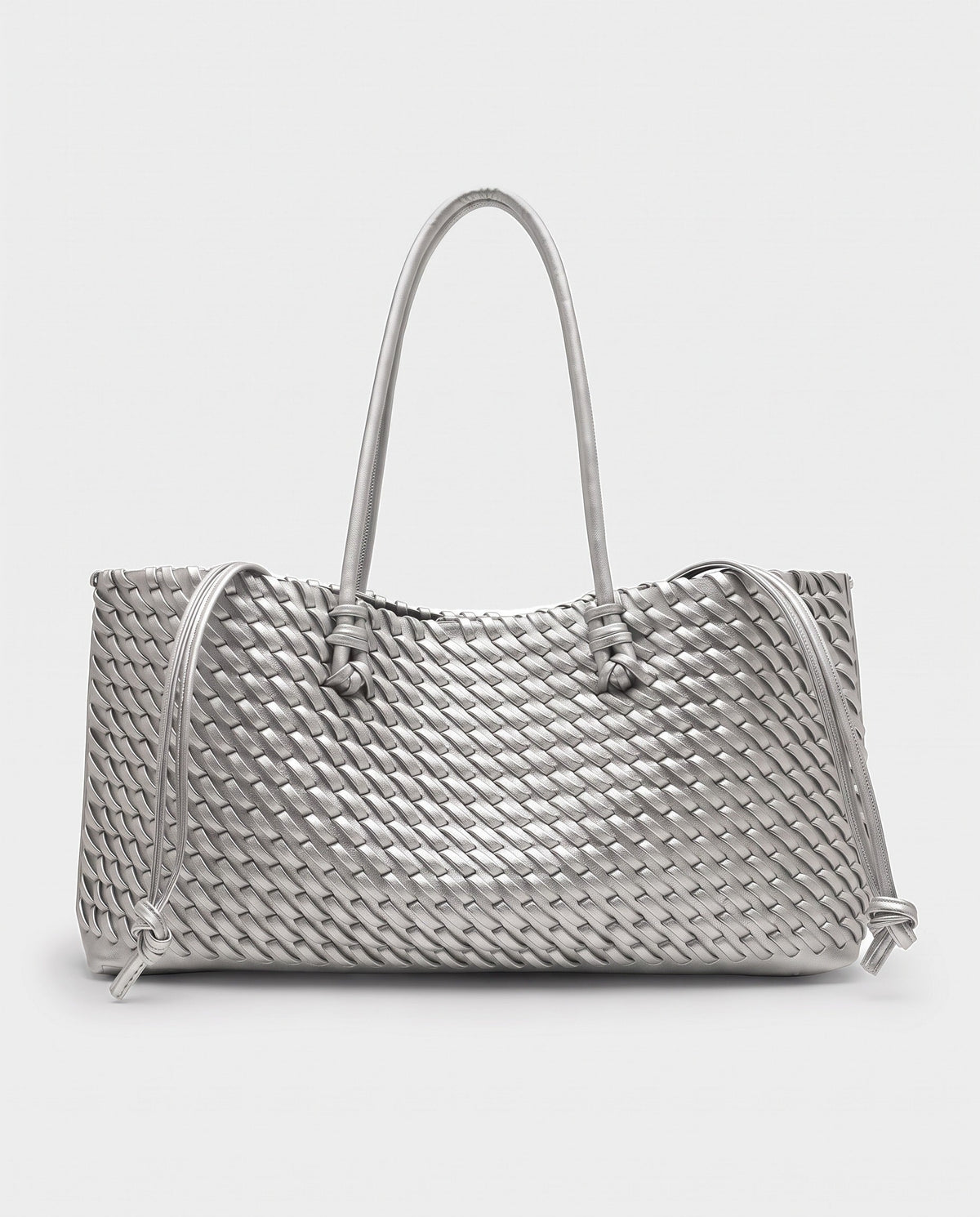 Rei Woven East-West Tote in Silver