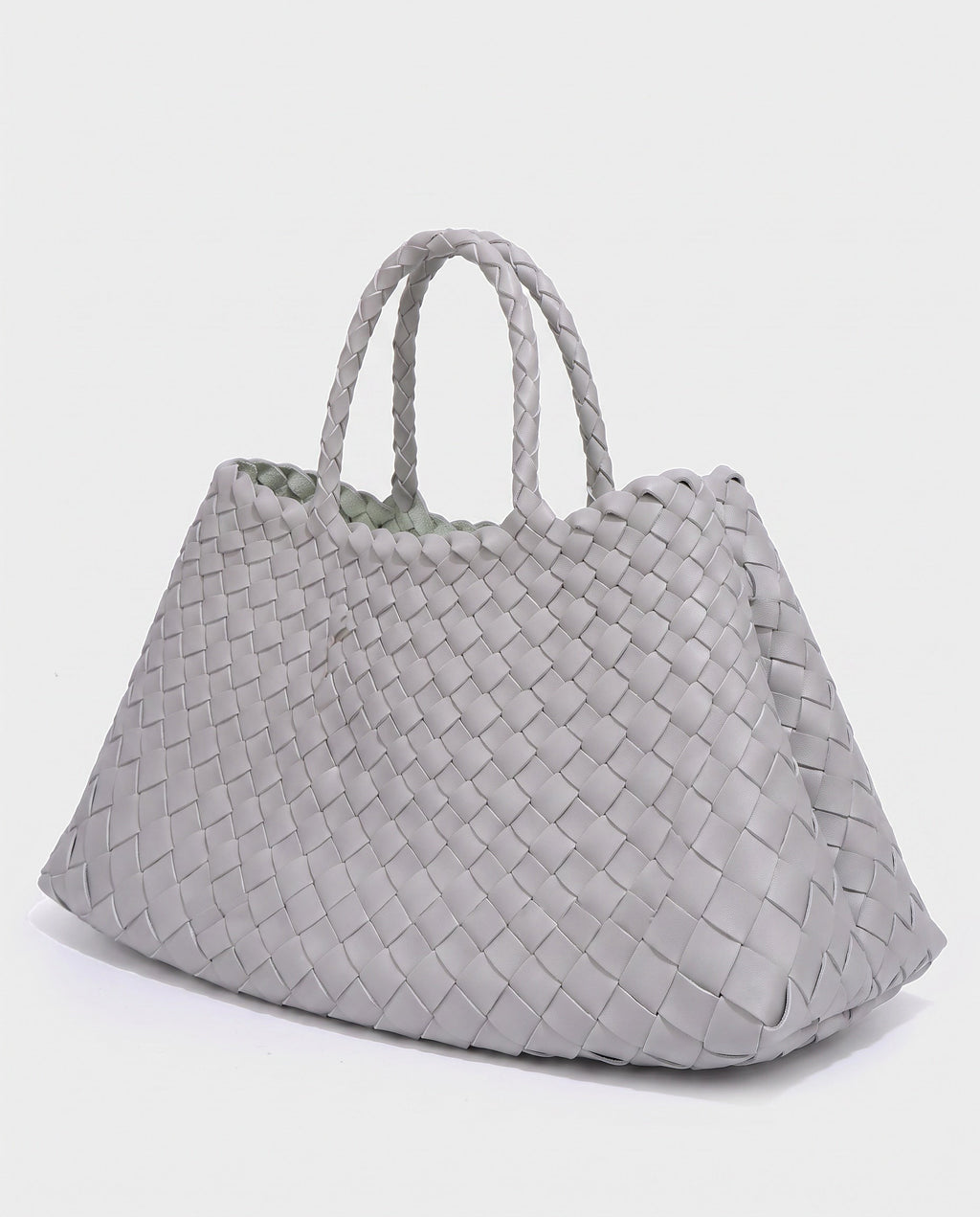 Saki Woven Market Bag in Light Grey