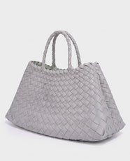 Saki Woven Market Bag in Light Grey