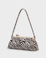 Chika Clasp-Frame Bag in Zebra