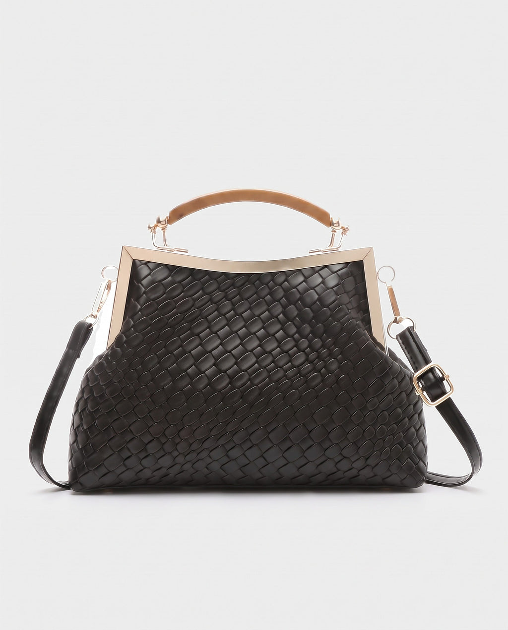 Mei Woven Frame Bag in Black