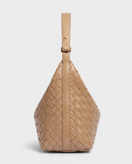 Yoko Woven Crescent Bag in Tan