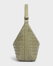 Yoko Woven Crescent Bag in Sage
