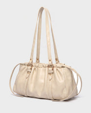 Nagi Ruched Shoulder Bag in Cream