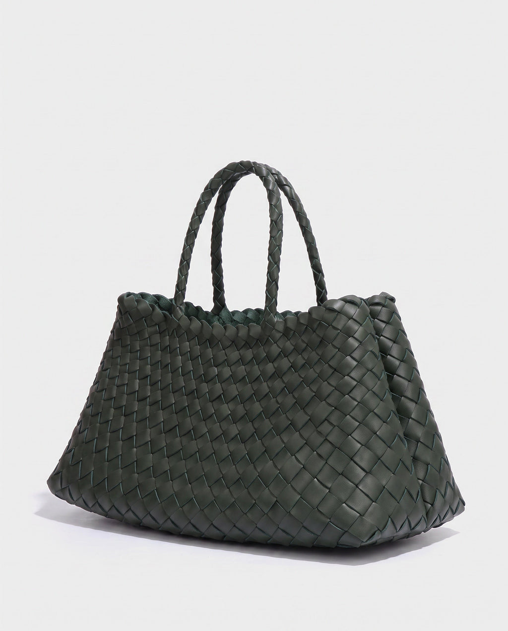 Saki Woven Market Bag in Forest Green
