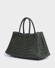 Saki Woven Market Bag in Forest Green
