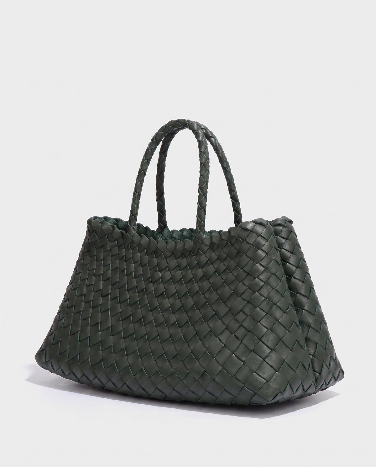 Saki Woven Market Bag in Forest Green