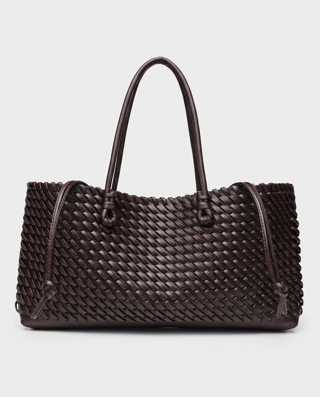 Rei Woven East-West Tote in Dark Brown - view 1