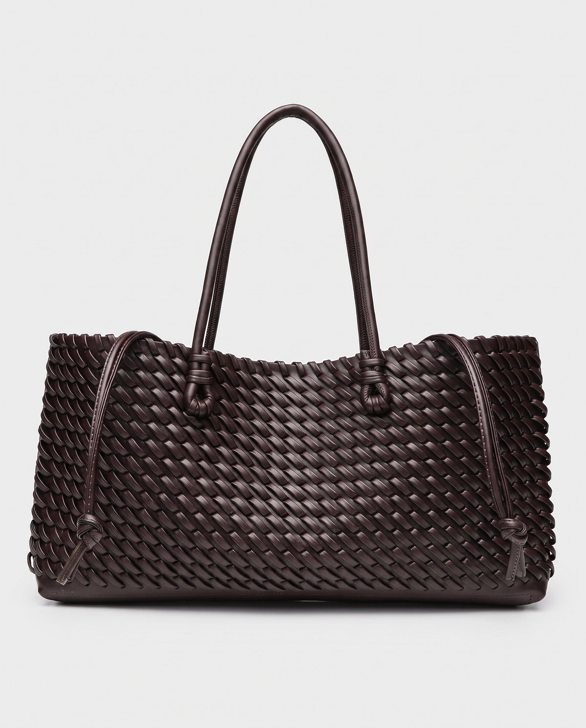 Rei Woven East-West Tote in Dark Brown - view 1