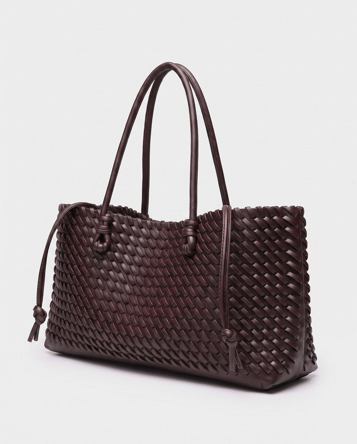 Rei Woven East-West Tote in Dark Brown