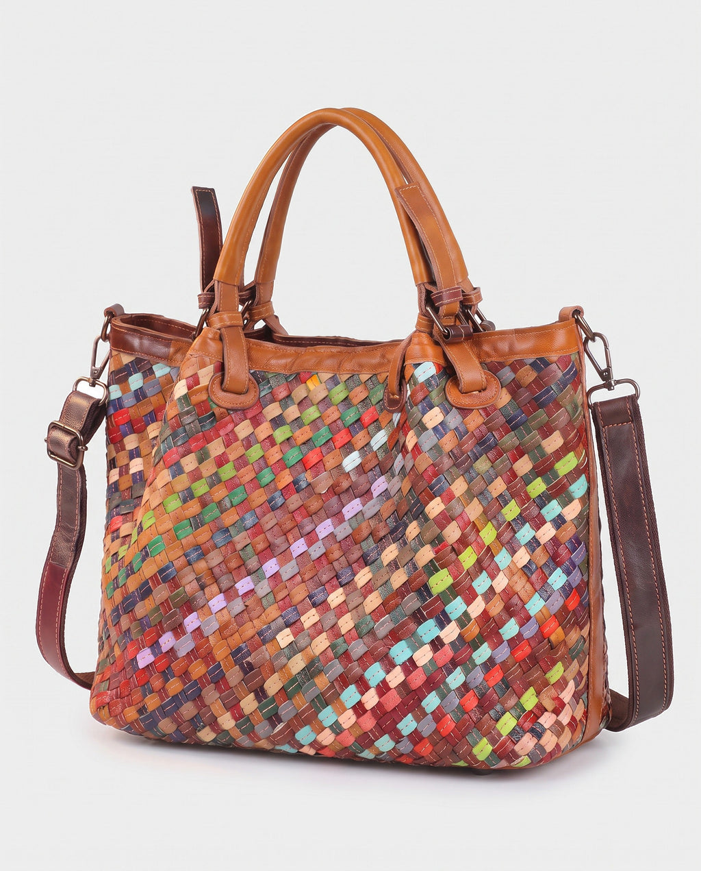Manami Patchwork Woven Tote in Multicolour