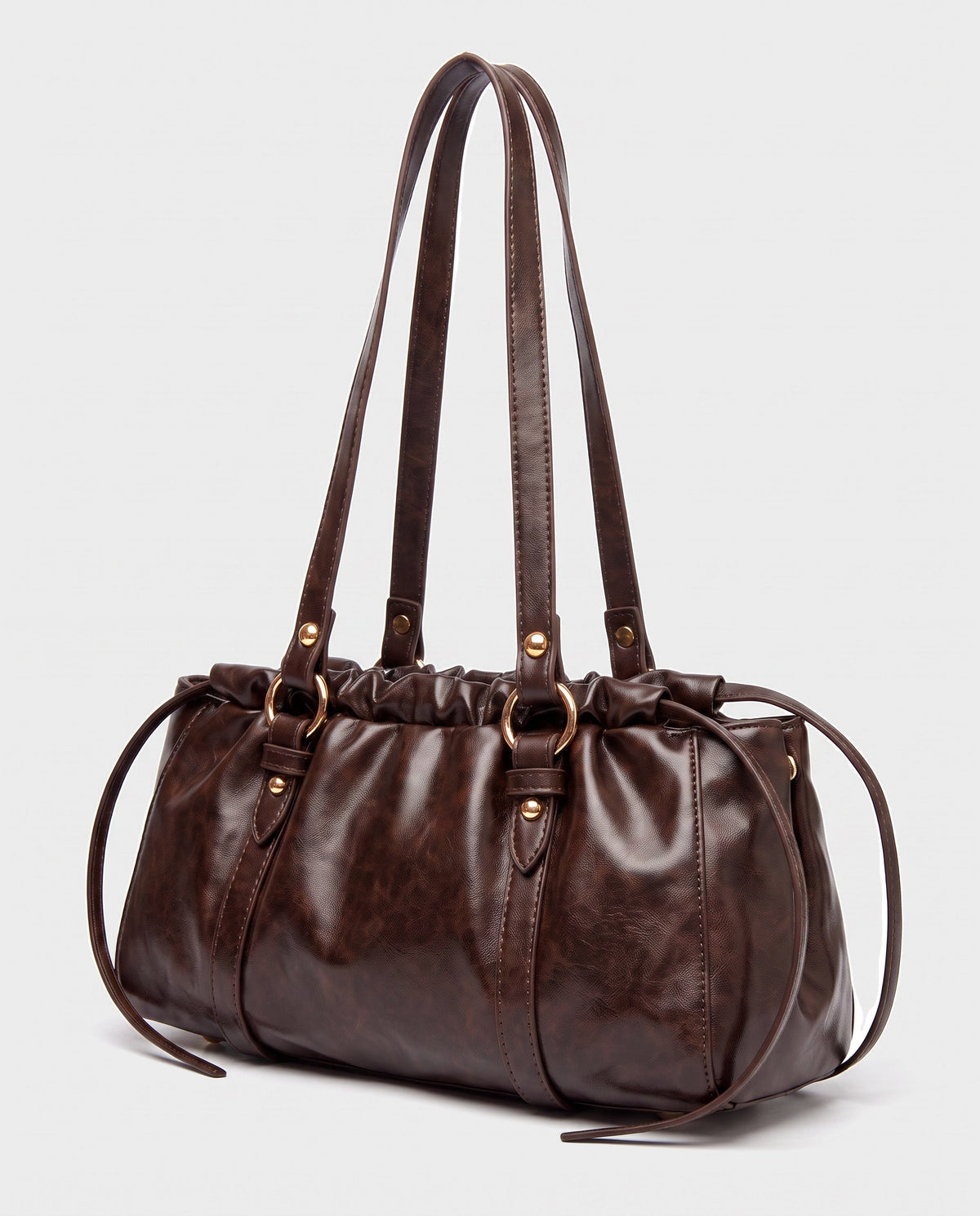 Nagi Ruched Shoulder Bag in Dark Espresso