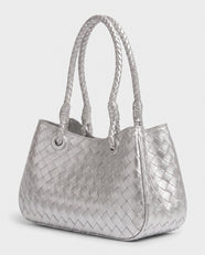 Tsubaki Woven Shoulder Tote in Silver