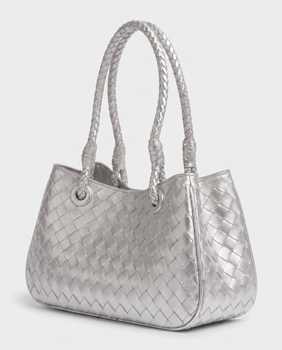 Tsubaki Woven Shoulder Tote in Silver