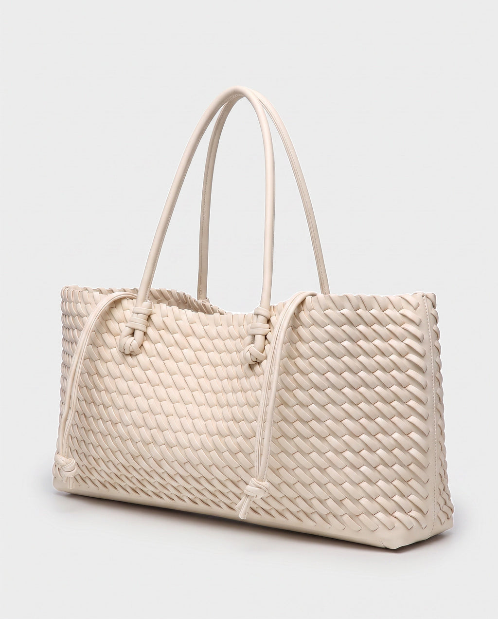 Rei Woven East-West Tote in Cream