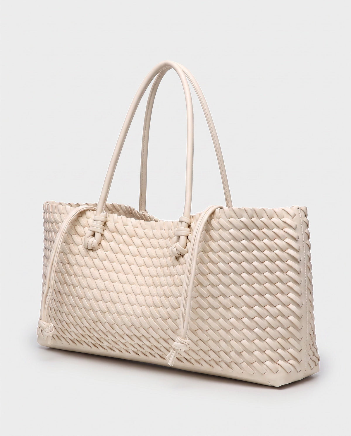 Rei Woven East-West Tote in Cream