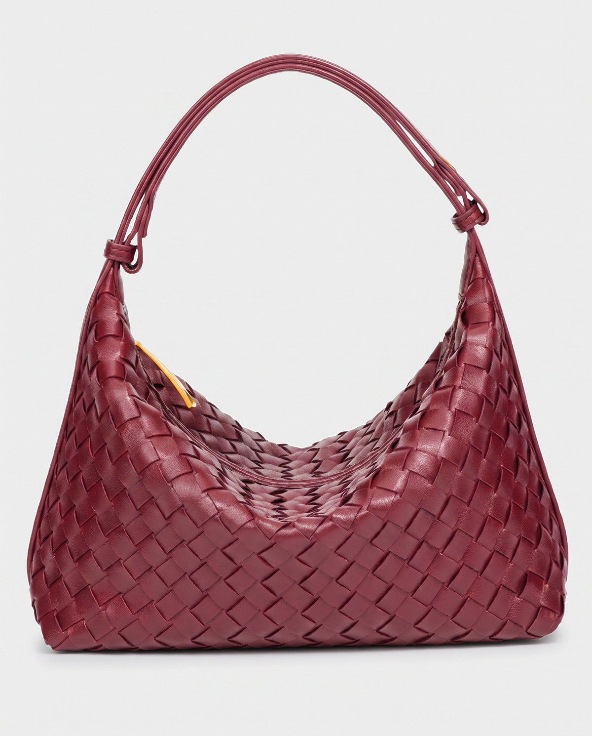 Yoko Woven Crescent Bag in Cherry Red