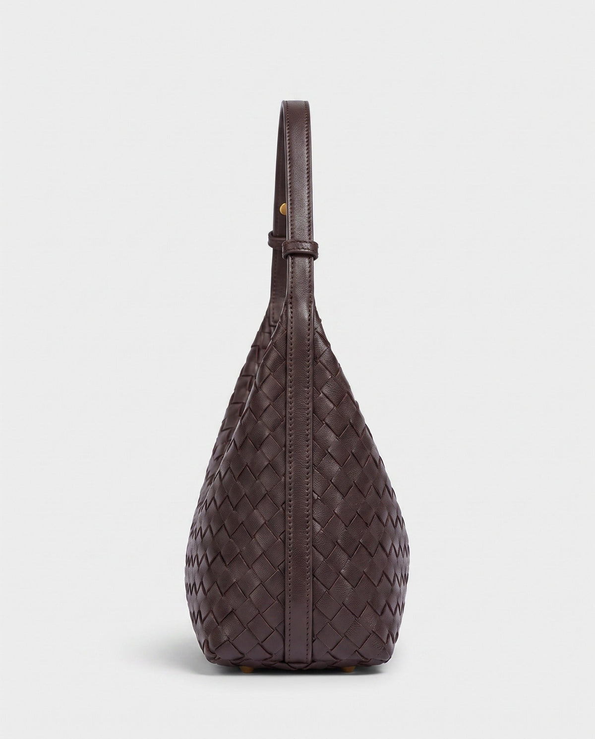 Yoko Woven Crescent Bag in Dark Brown