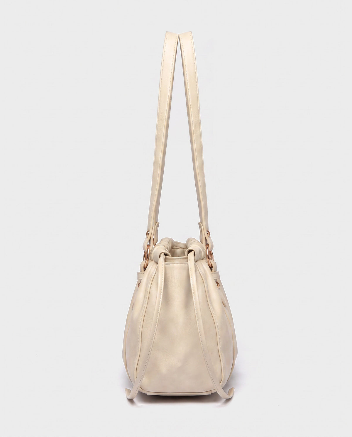 Nagi Ruched Shoulder Bag in Cream