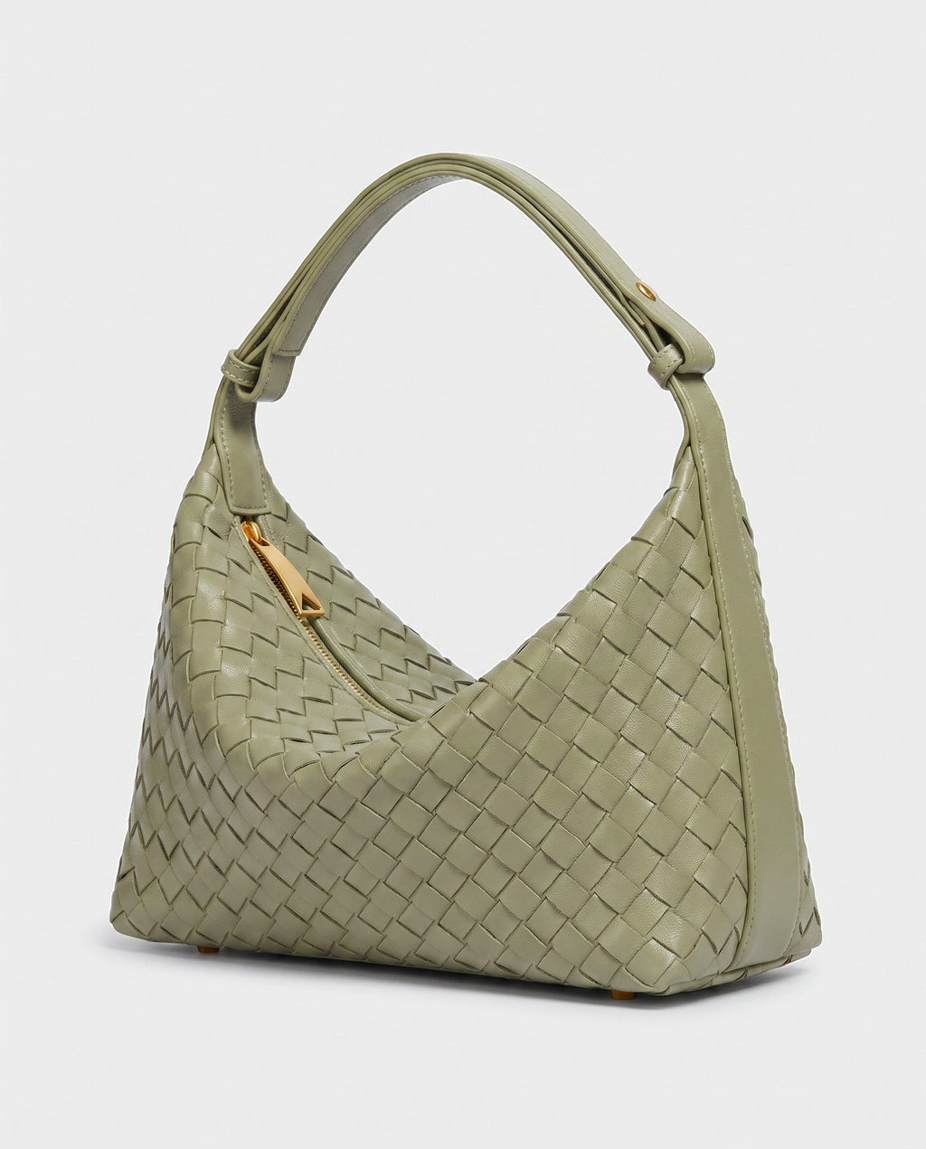 Yoko Woven Crescent Bag in Sage