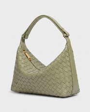 Yoko Woven Crescent Bag in Sage