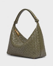 Yoko Woven Crescent Bag in Olive
