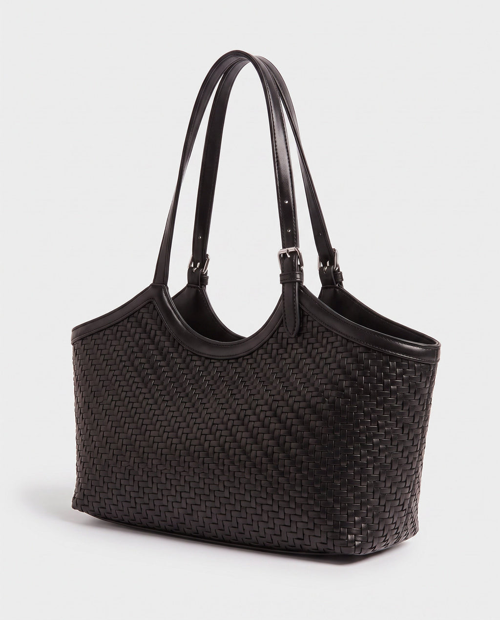Kaori Woven Basket Tote in Black
