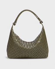 Yoko Woven Crescent Bag in Olive