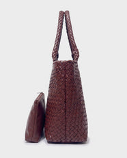 Noa Woven Tote and Pouch in Mahogany