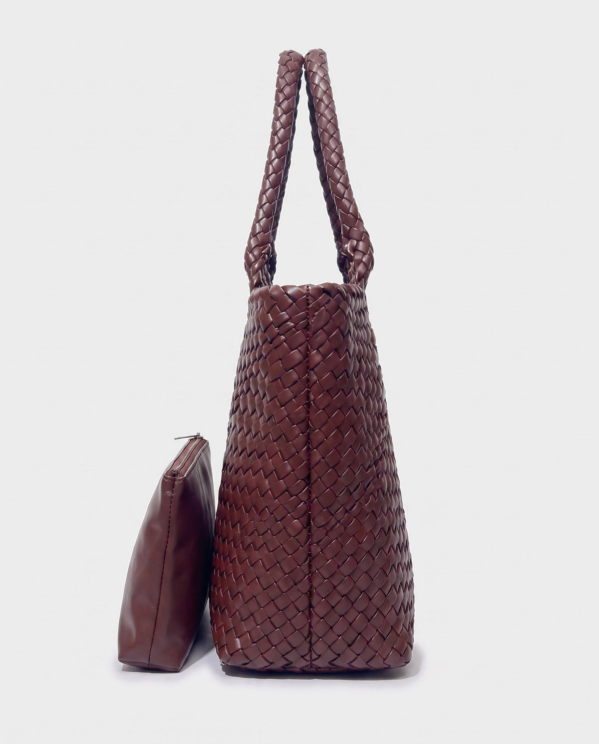Noa Woven Tote and Pouch in Mahogany