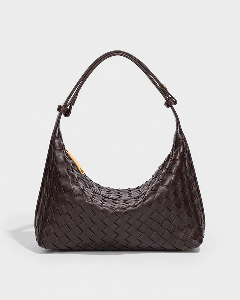 Yoko Woven Crescent Bag in Dark Brown - view 1