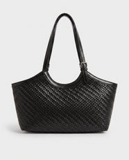 Kaori Woven Basket Tote in Black - view 1
