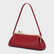 Chika Clasp-Frame Bag in Red