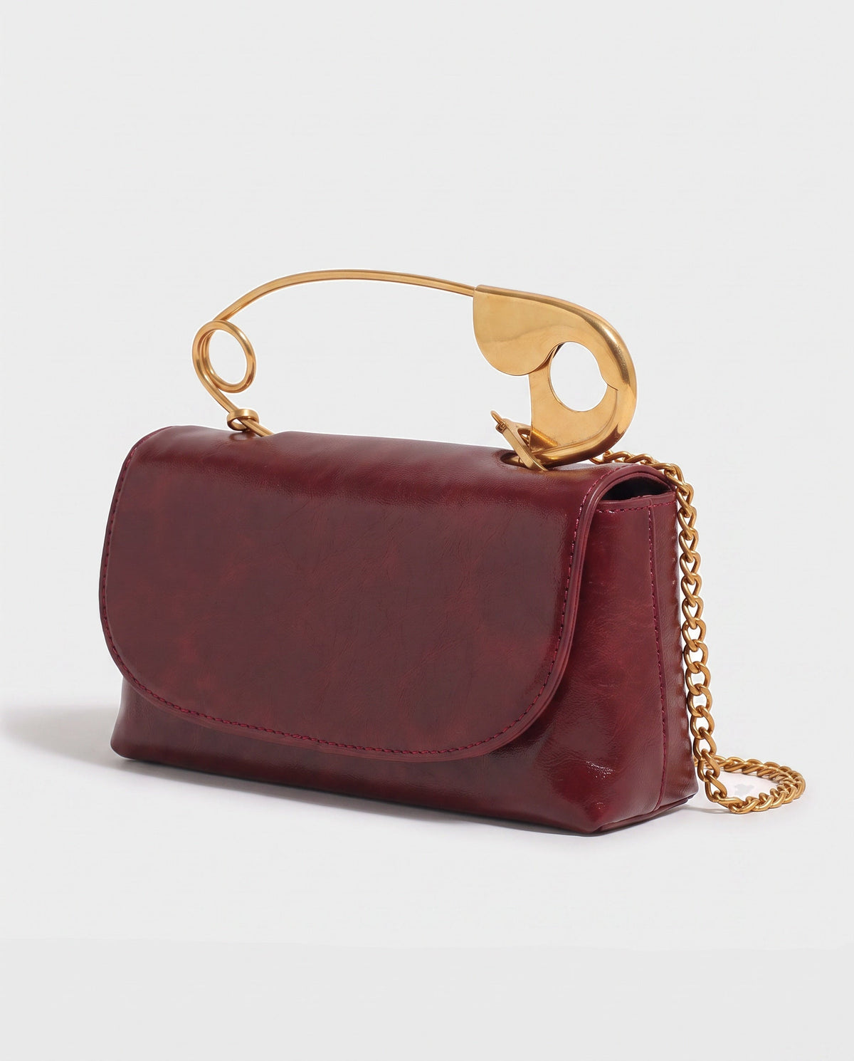 Sayo Safety-Pin Bag in Wine Red