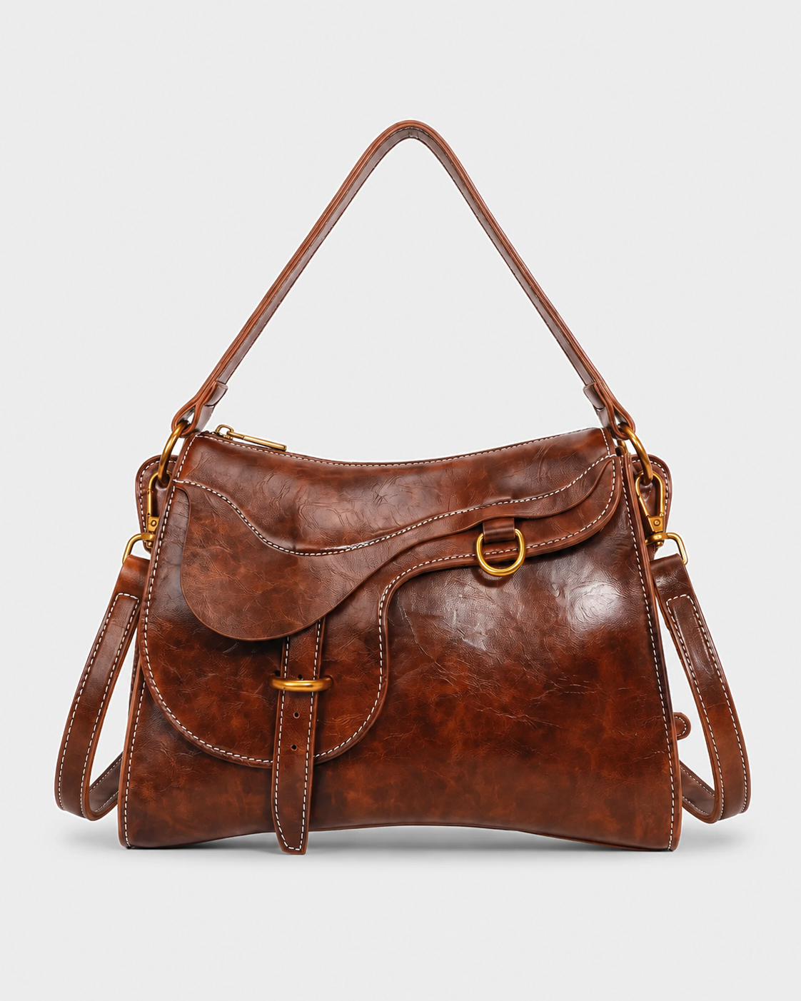Kohana Saddle Shoulder Bag in Chestnut