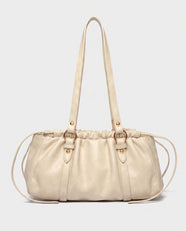 Nagi Ruched Shoulder Bag in Cream