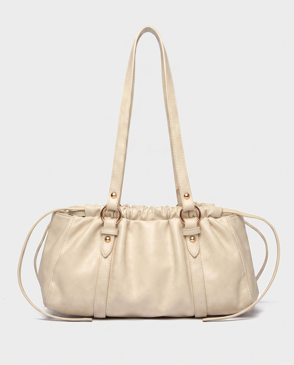 Nagi Ruched Shoulder Bag in Cream