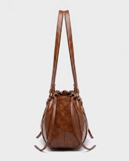 Nagi Ruched Shoulder Bag in Cognac