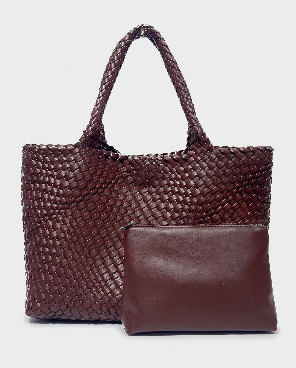 Noa Woven Tote and Pouch in Mahogany - view 1