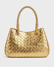 Tsubaki Woven Shoulder Tote in Gold