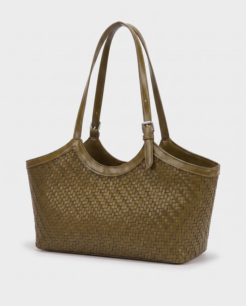 Kaori Woven Basket Tote in Olive