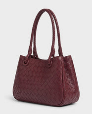 Tsubaki Woven Shoulder Tote in Burgundy