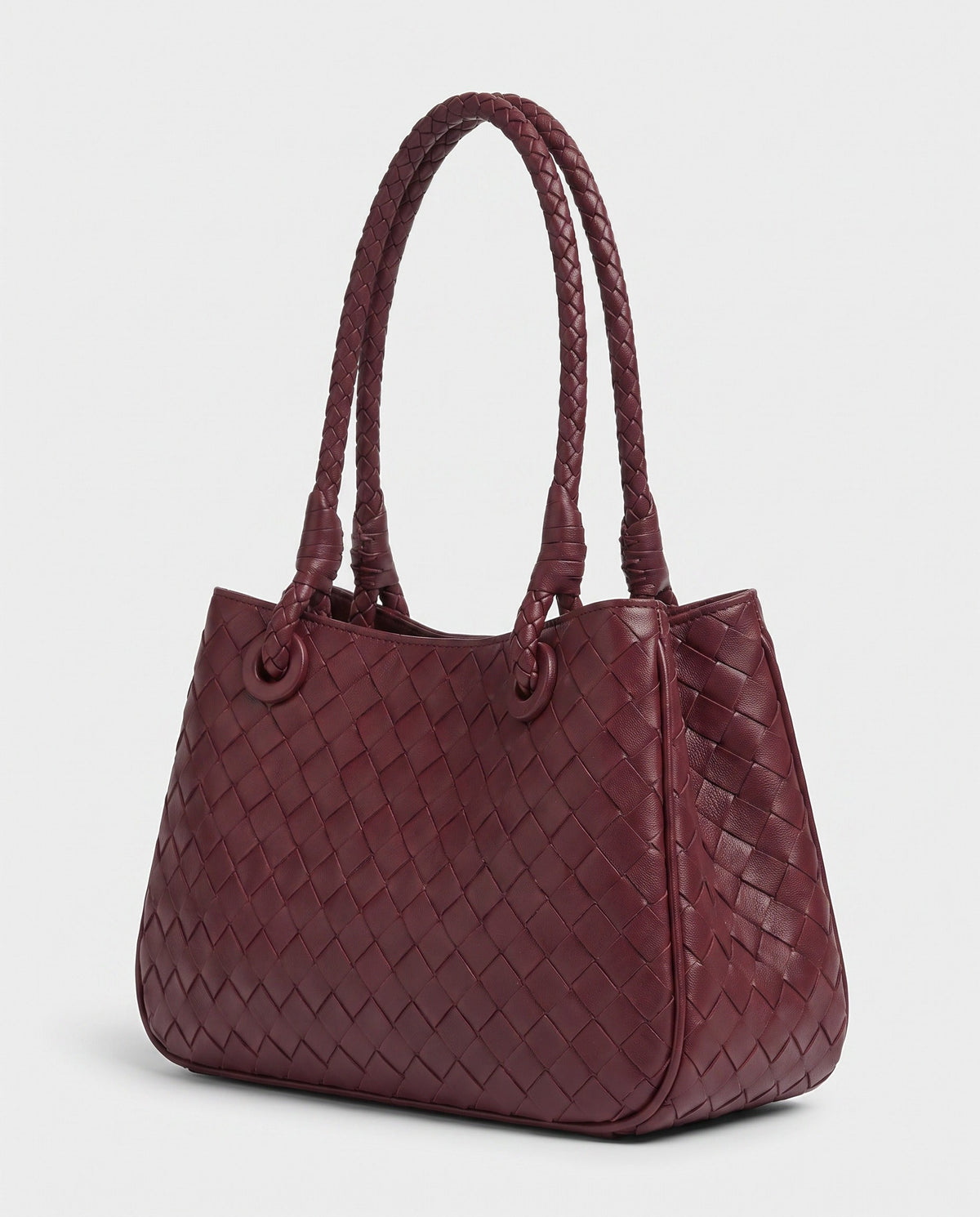 Tsubaki Woven Shoulder Tote in Burgundy