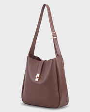 Kasumi Turn-Lock Shoulder Bag in Taupe
