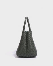 Saki Woven Market Bag in Forest Green